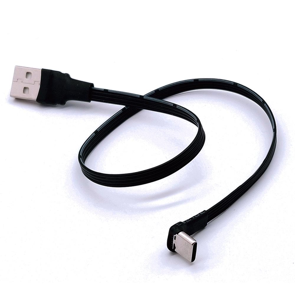 5cm-1m flaches USB-Winkel auf Typ-C Stecker Lade-Datenkabel Version 2.0 Anschluss Winkel links und rechts Rechtwinkliges flexibles Kabel