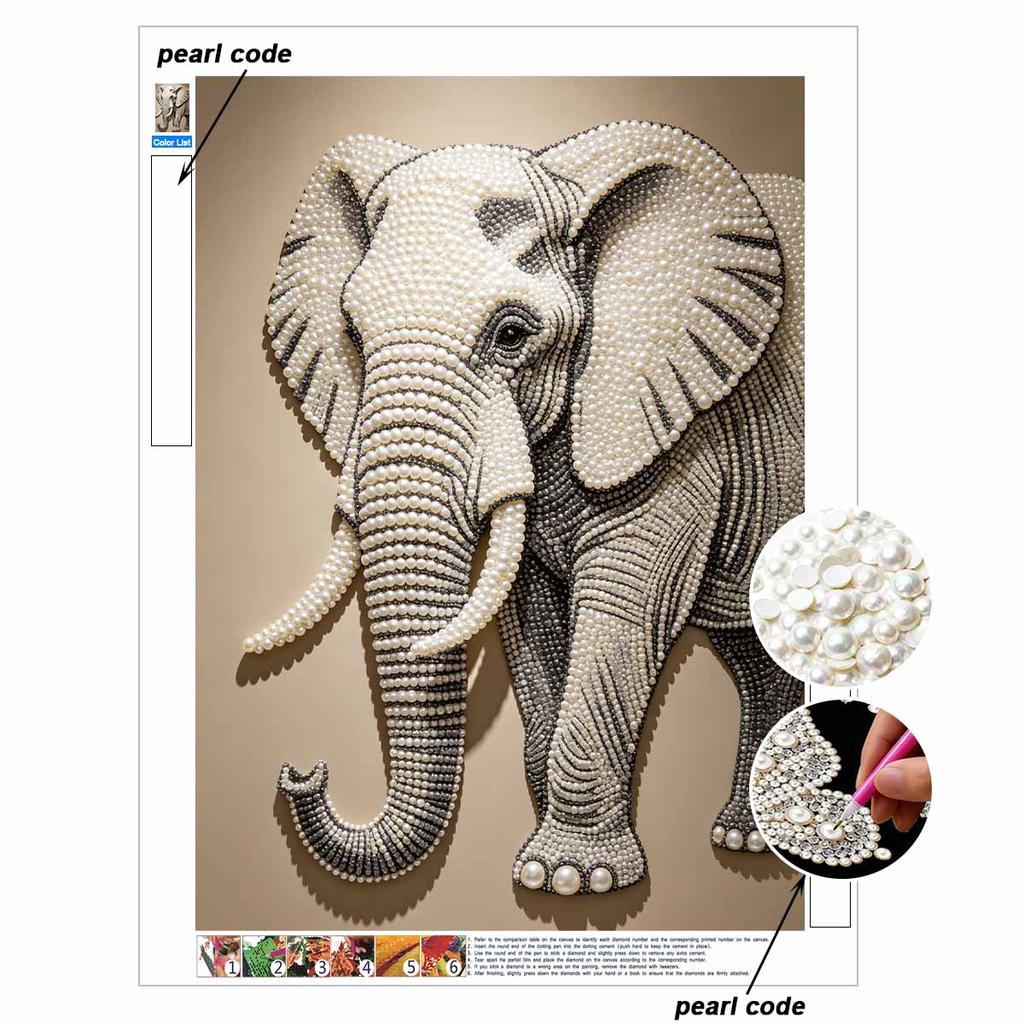 DIY Pearl Diamond Art Painting Kits for Adult and Beginners, Majestic Elephant Sparkling Painting Craft Home Wall Decor Handmade Gift