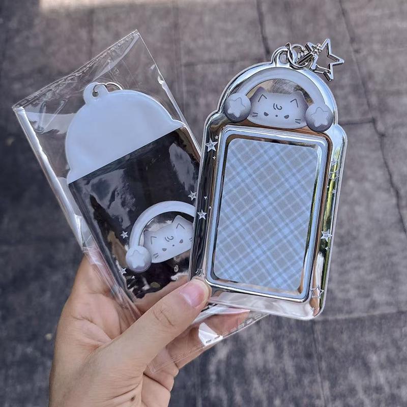 Ins Kpop Photocard Holder Keychain Korean Idol Photo Cards Sleeve Small Card Display Case Protector ID Cards Cover for Kpop Fans