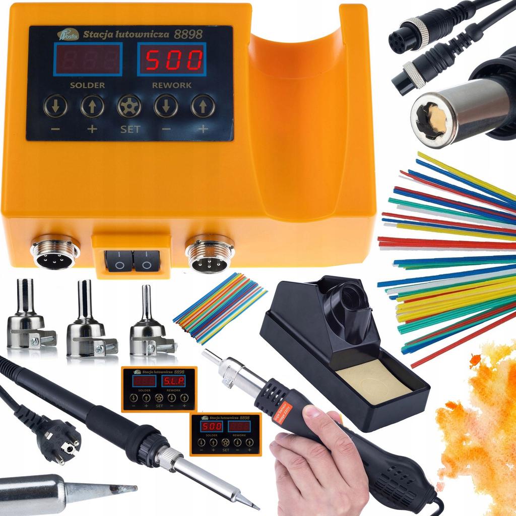 Rosfix Stacja Lutownicza 2w1 Orange Husky OH660 – Hot-Air I 900M | Moc 660W | Zestaw Prowelder Kit Mini Z 5 Rodzajami Spoiw
