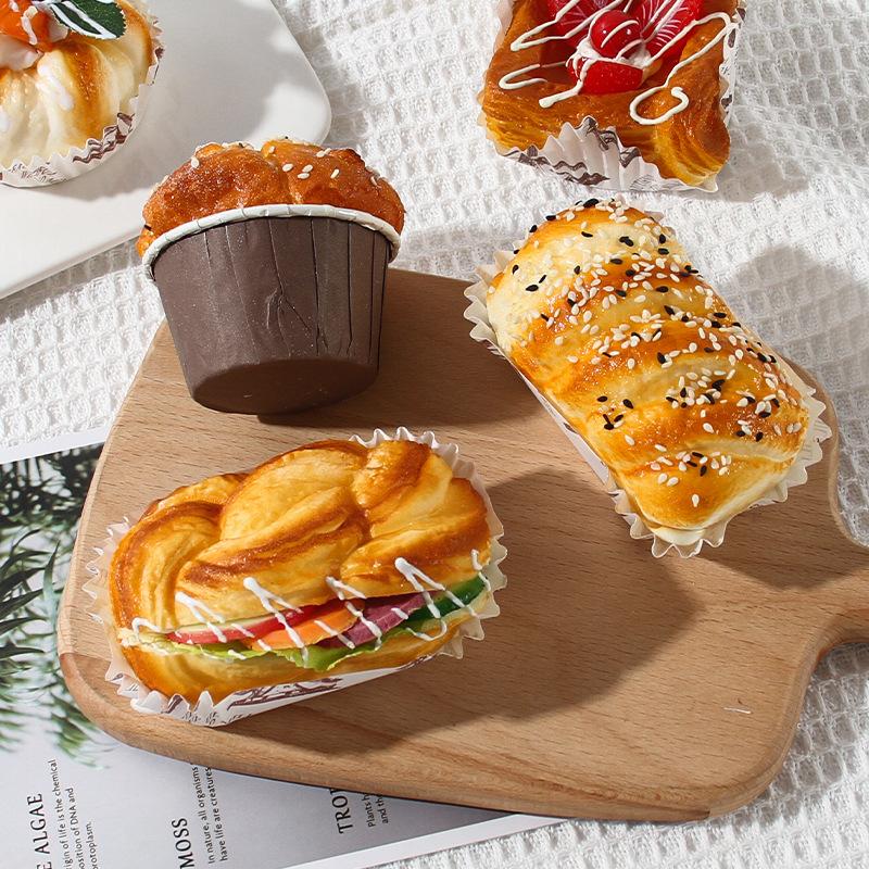 PU Simulationsbecher, Falscher Kuchen, Brot, Gebäck, Lebensmittelmodell, Kühlschrankaufkleber, Bäckerei Weichbrot Requisite Dekoration