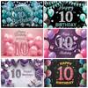 Colorful Balloons Backdrop Supplies 10th Happy Birthday Party Decorations Glitter Diamond Background Banner Photography Props