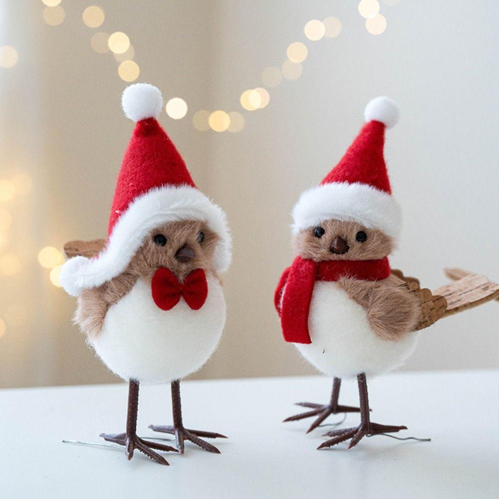 Red White Simulated Foam Bird DIY Hanging Bird Christmas Decoration  XMAS Ornaments