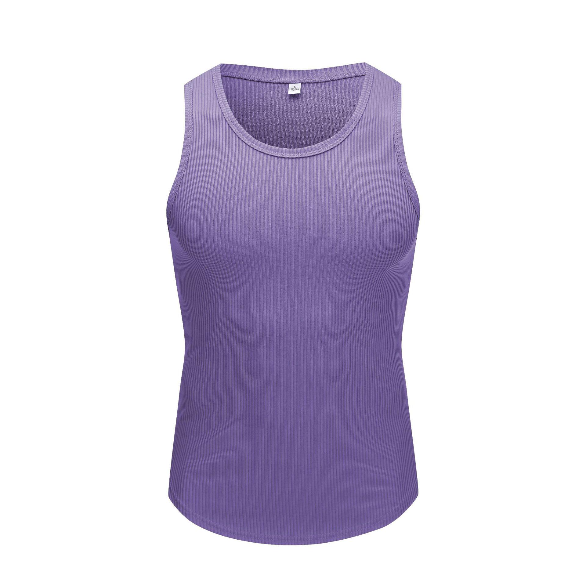 Men s Slim Fit Quick Dry Elastic Fitness Tank Top with Curved Hem XXXL фиолетовый