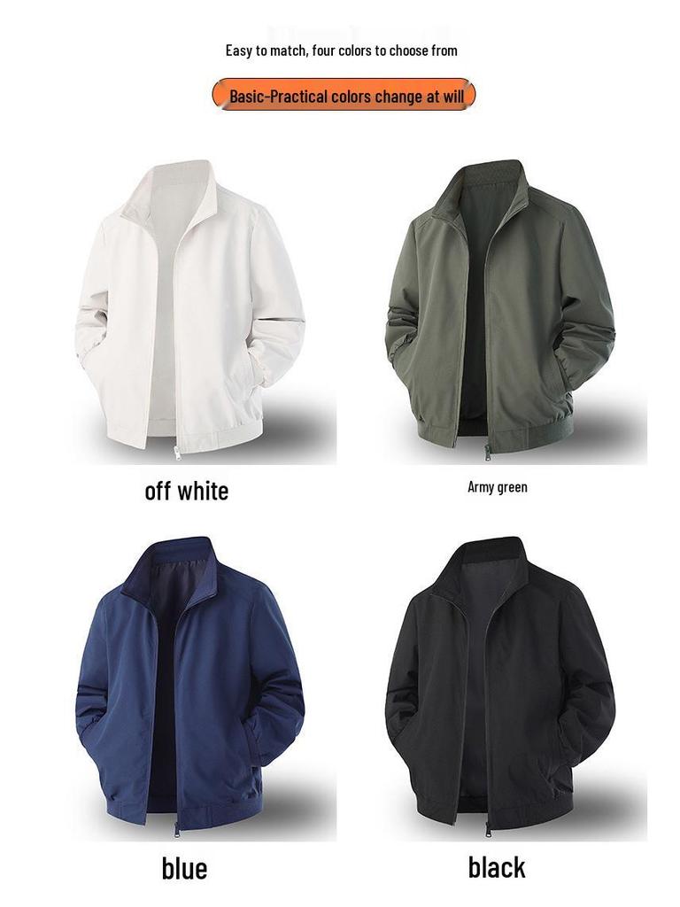 Men's Trendy Executive Stand Collar Jacket - Autumn/Winter Business Style, Simple Casual Design, Cotton-Padded
