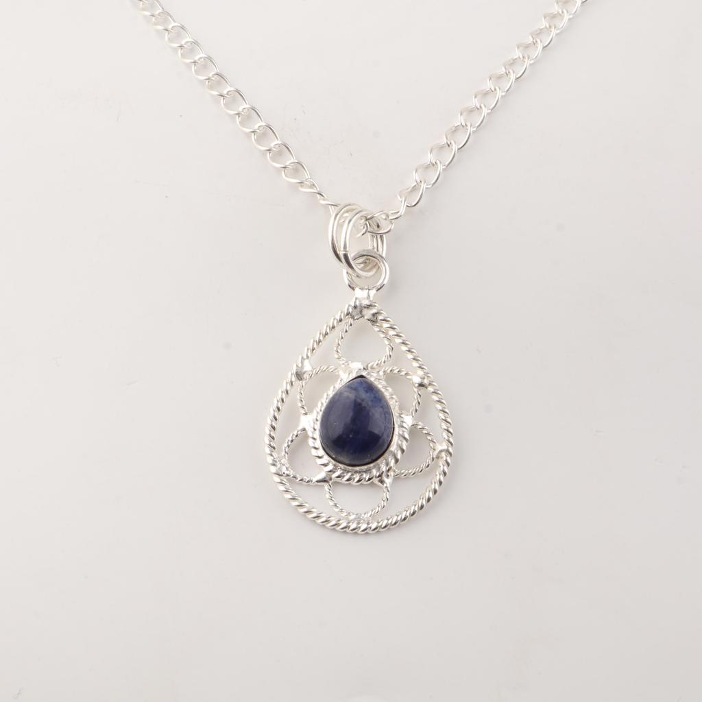 Sodalite Gemstone 925 Sterling Silver Statement Pretty Pendant 1.40" For wedding Gift PP-19-19