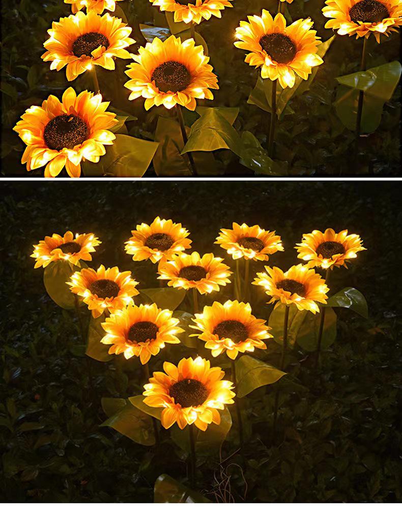 Solar Sunflower Courtyard Light: Outdoor Simulation Landscape Lamp with Ground Plug