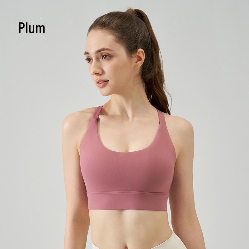 NS Women's Nude Backless Summer Yoga Vest with Shock-Absorbing Buckle & Water Drop Cross Back Sports Bra