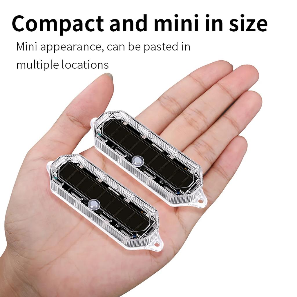 4x Draadloos LED Zonne-Stroboscooplicht Auto Fiets Vrachtwagen Waarschuwingslicht Enkel licht Kerst Decoratief licht voor Motorfiets