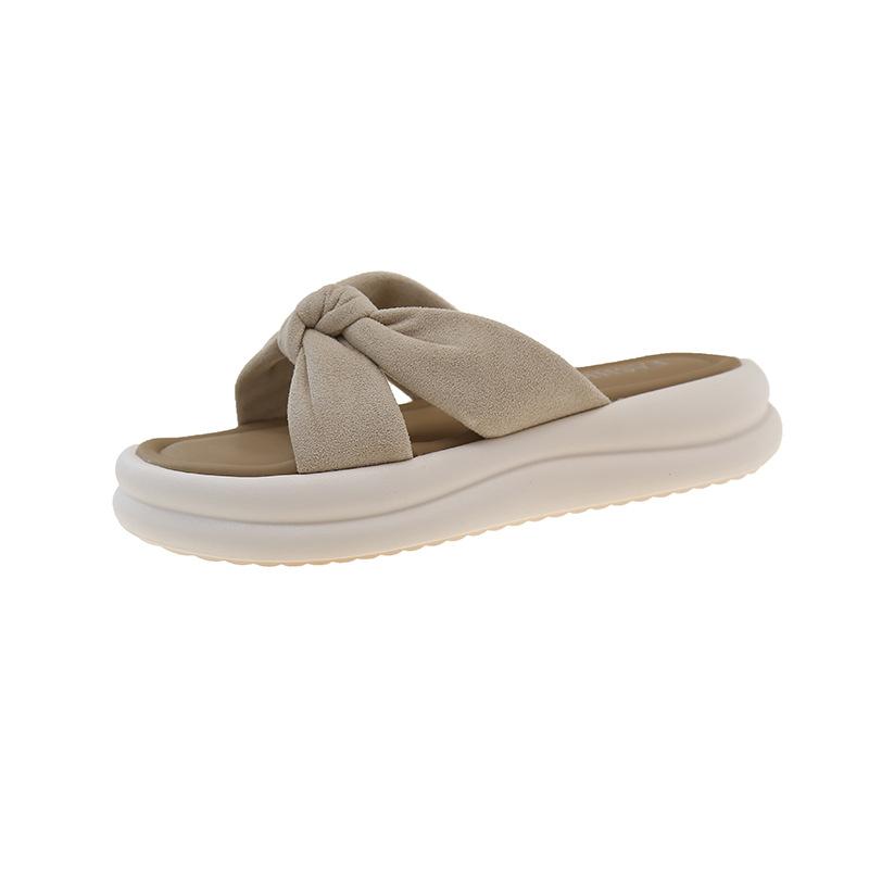 Cool Slippers Female Summer Wear 2025 New Fairy Style with Skirt Platform Beach Sandals Fashion Satin One-word Drag