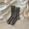 Wool Socks Children'S Twist Retro Trendy Simple Solid Color Medium Tube Socks Gray Thickened Stacking Socks