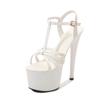 Fashion women patent leather sandals super high heels thin heels, sexy 16.5cm waterproof platform, hating the sky super high slippers