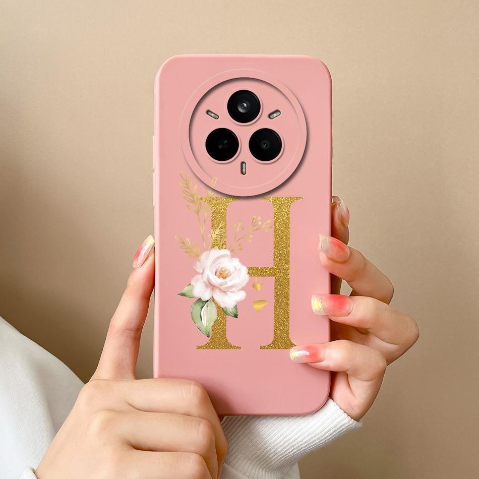 For Realme 14 Pro Plus Case Simple Letters Cover Soft Premium Liquid Silicone Funda Anti Drop Full Protection Phone Back Housing