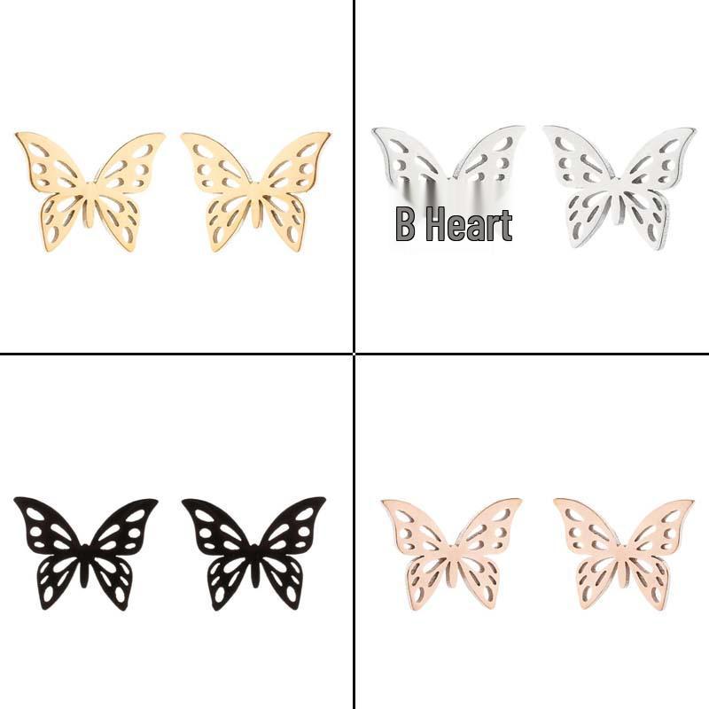 Butterfly Korean Temperament Stainless Steel Earrings - Versatile and Stylish Small Earrings for Women.