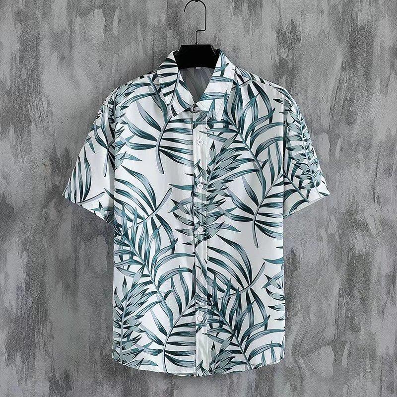 Hawaii beach men's and women's short-sleeved shirts seaside casual vacation shirts floral men's