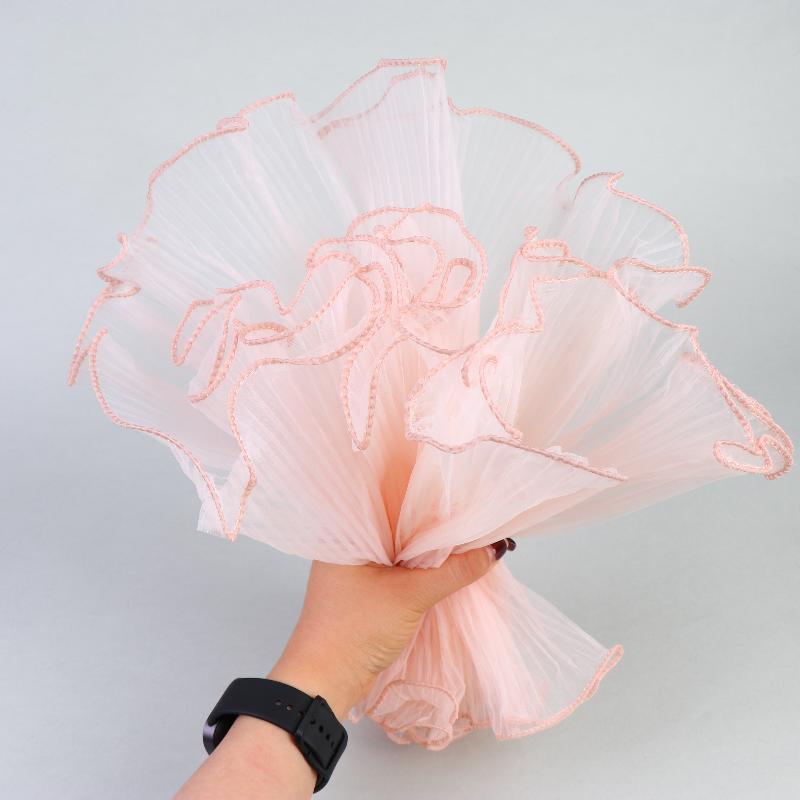 1Pcs DIY Wedding Decoration 4.5 Yards 27cm Plain Edged Wave Gauze Fresh Flower Packaging Lace Gift Wrapping Material