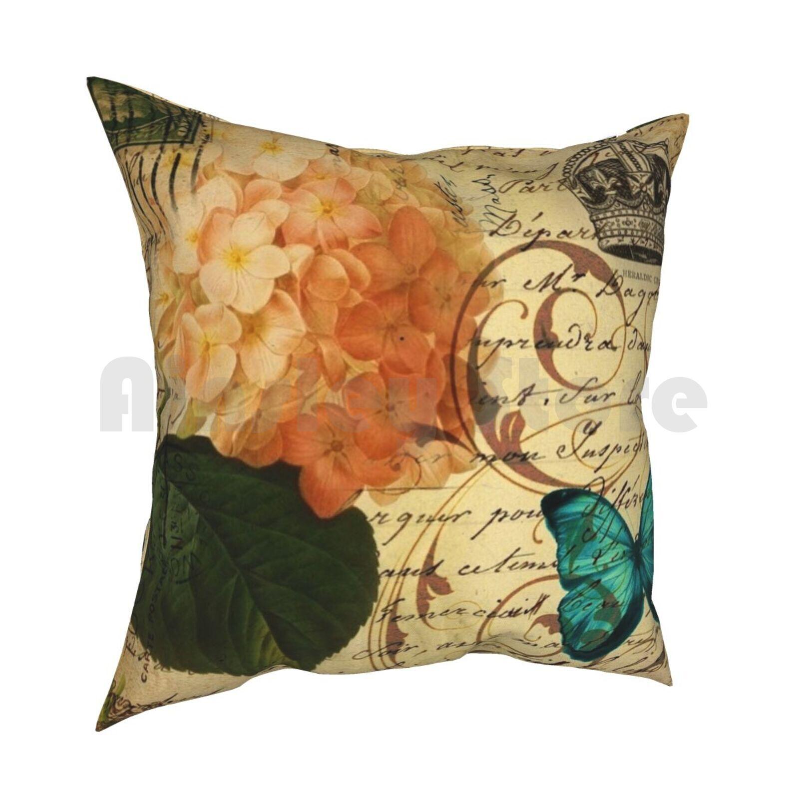 Vintage Floral Botanical Art Pillow Case Printed Home Soft Throw Pillow Vintage Blue Floral Botanical Art Botanical 30x30cm 12x12in