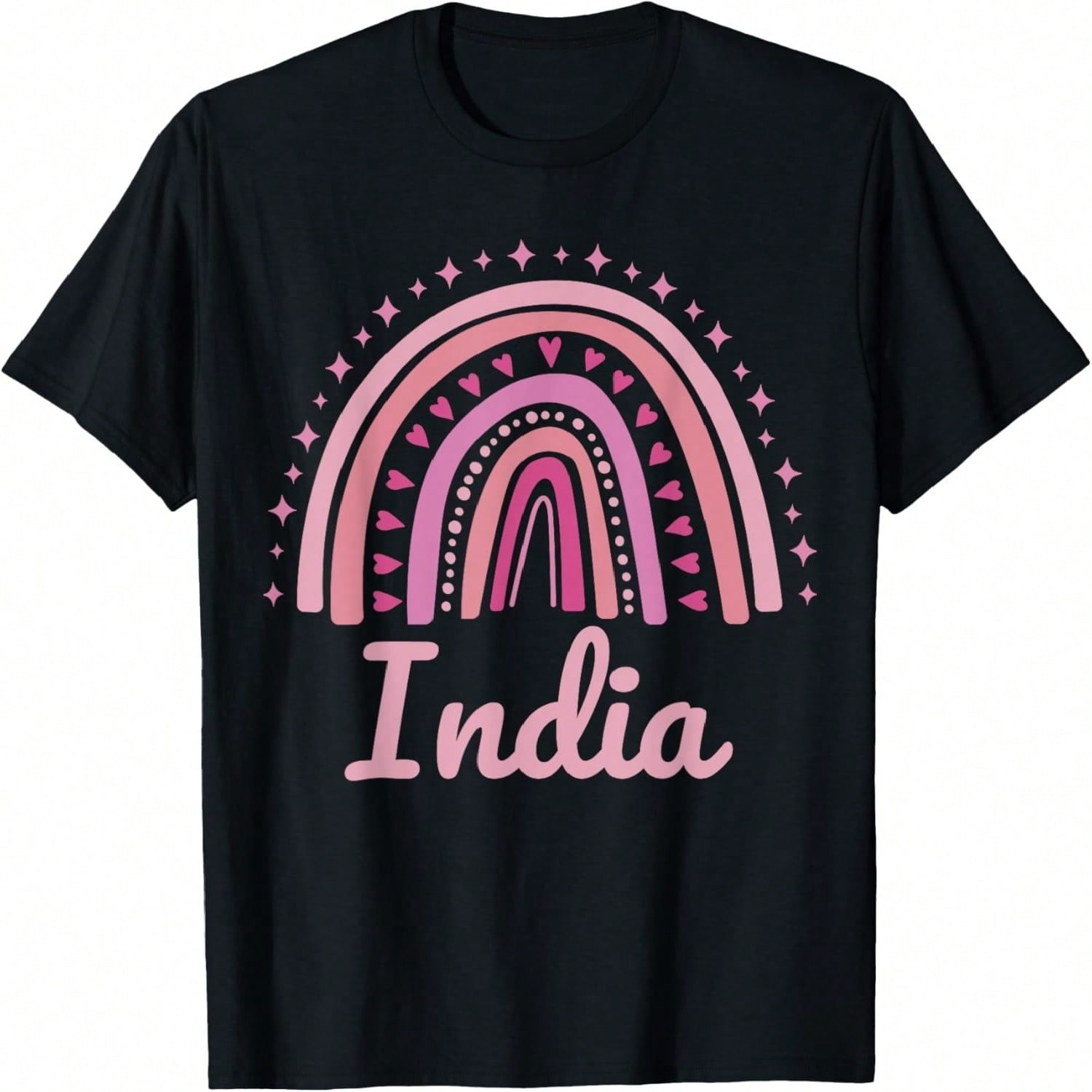 India Name Personalized Funny Wounisex Pink Rainbow India T-Shirt S разноцветный