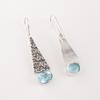 Natural Sky Blue Topaz Gemstone 925 Solid Silver Jewelry Handmade Earrings 1.9" EE-165-13