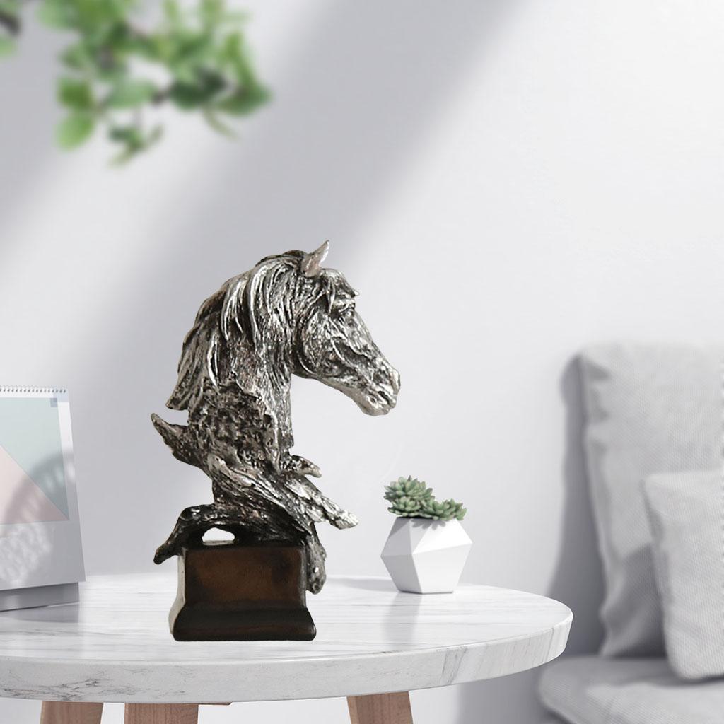 Vintage American Carved Horse Head Statue Statuette Resin Simulation Animal Sculpture Exquisite Crafts Desktop Home Decoration
