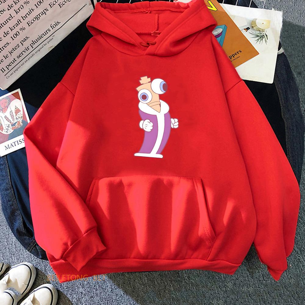 Movie The Amazing Digital Circus Horror Style Hoodies Women Winter Warm Casual Sweatshirt Long Sleeve Hooded Pullovers Cartoon