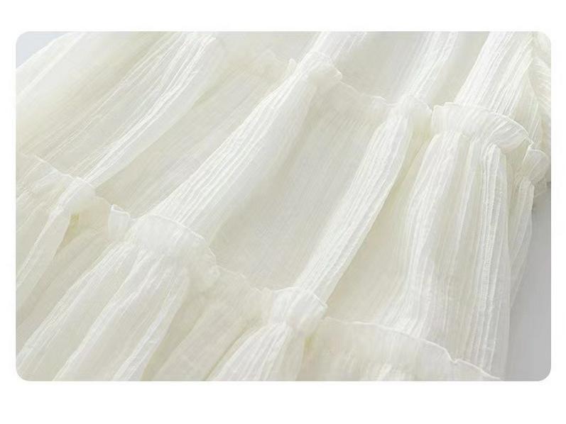 Maternity Off-Shoulder Mid-Length Fairy Dress – Gentle Summer Style, Conceals Belly, Perfect for Moms Not Showing Pregnancy