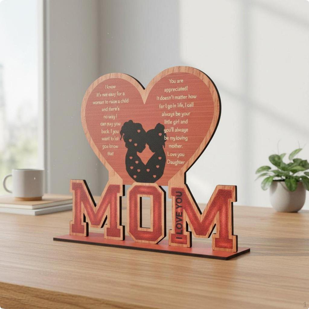 Mom Gift Plaque Freestanding Design Letter Desk Materials Sentimental Sign for Home