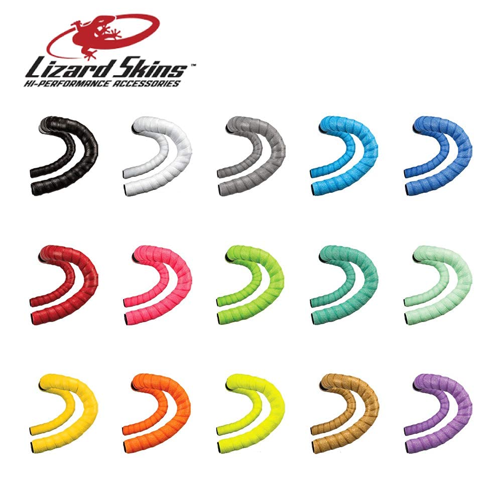 Lizard Skins DSP Bar Tape with Bar End Diamond White V2, 1.8mm Thick, Screw-in Plugs,