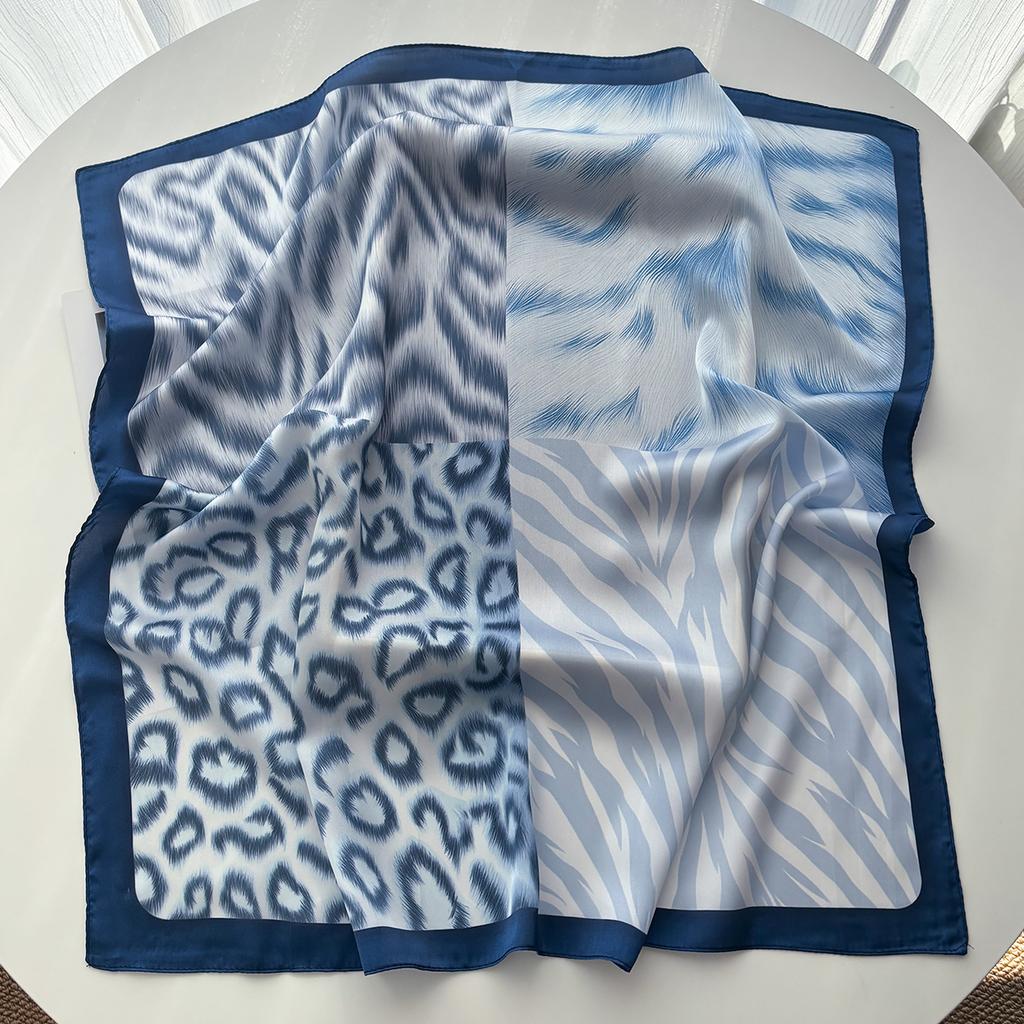 Women Square Scarf Silk Imitation Floral Print Neckerchief Bandana Lady Shawl Scarves Wrap Head Hair Band Ties