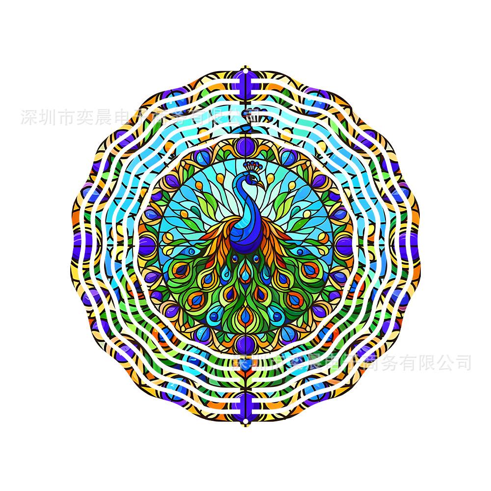 

Узор павлина, Металл, Вращающийся от ветра, 3D визуальное вращение, Подвесное украшение, Сад на открытом воздухе, Декоративный подвес Pack of 1