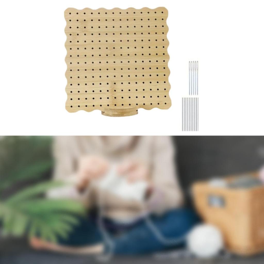 P Prettyia Crochet Blocking Wooden Crochet Board with 10 Stainless Steel Rod Knitting Blocking Hole Rod and Handmade DIY Craft Accessory for Crochet