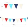 32Ft Red Blue White Nautical Pennant Banner Fabric Triangle Flag Bunting Garland Streamer for Nautical Theme Birthday Ahoy Achor Pirate Baby Shower