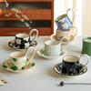 Chinese Style Ceramic Coffee Cup Flower Design Sense Coffee Cup And Saucer Kitchen Supplies Cup And Saucer Suit Microwave Oven