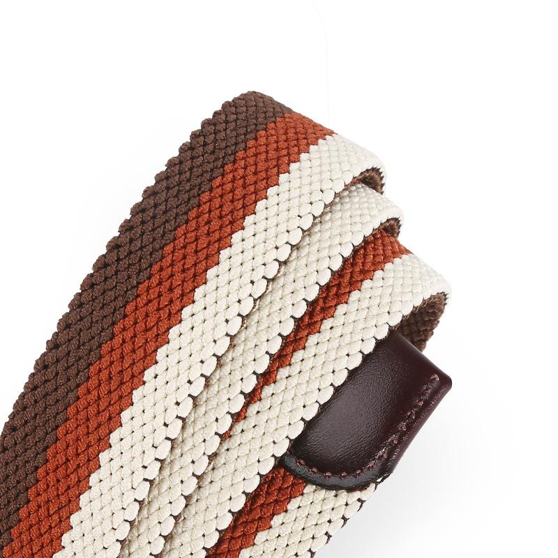Men'S Elastic Belt Women'S Nylon Elastic Pin Buckle Casual Leather Woven Belt