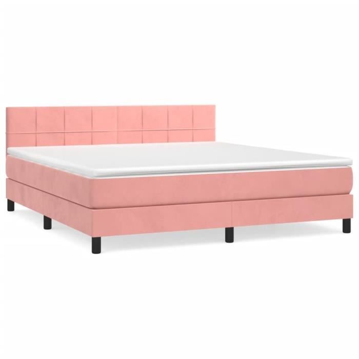 3141316 vidaXL Divan Bed with Mattress Pink 160x200 Cm Velvet