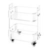 Acrylic Table with Wheels, 2 Tiers Mobile Cart Table, Modern Rolling Acrylic Storage Desk, Clear Nightstand Side End Desk, for Living Room, Bedroom,