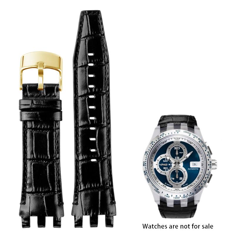 

For Swatch SVGK407 SVGK406 SVGK409 SVGK403 Cowhide Leather Watchband 22mm Watch Bracelet Strap Black Brown Blue White with Tools 22mm