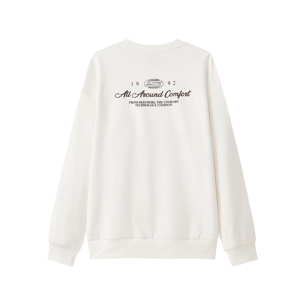 Skechers Fleece Lined Warm Sports Casual Commuter Comfortable Loose Soft Skin Friendly Logo Round Neck Pullover Sweatshirt L324U189-0074
