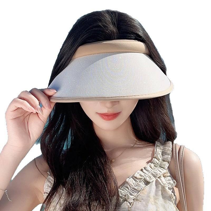 Women's summer visor hat with wide brim, UV protection, suitable for outdoor beach and seaside trips