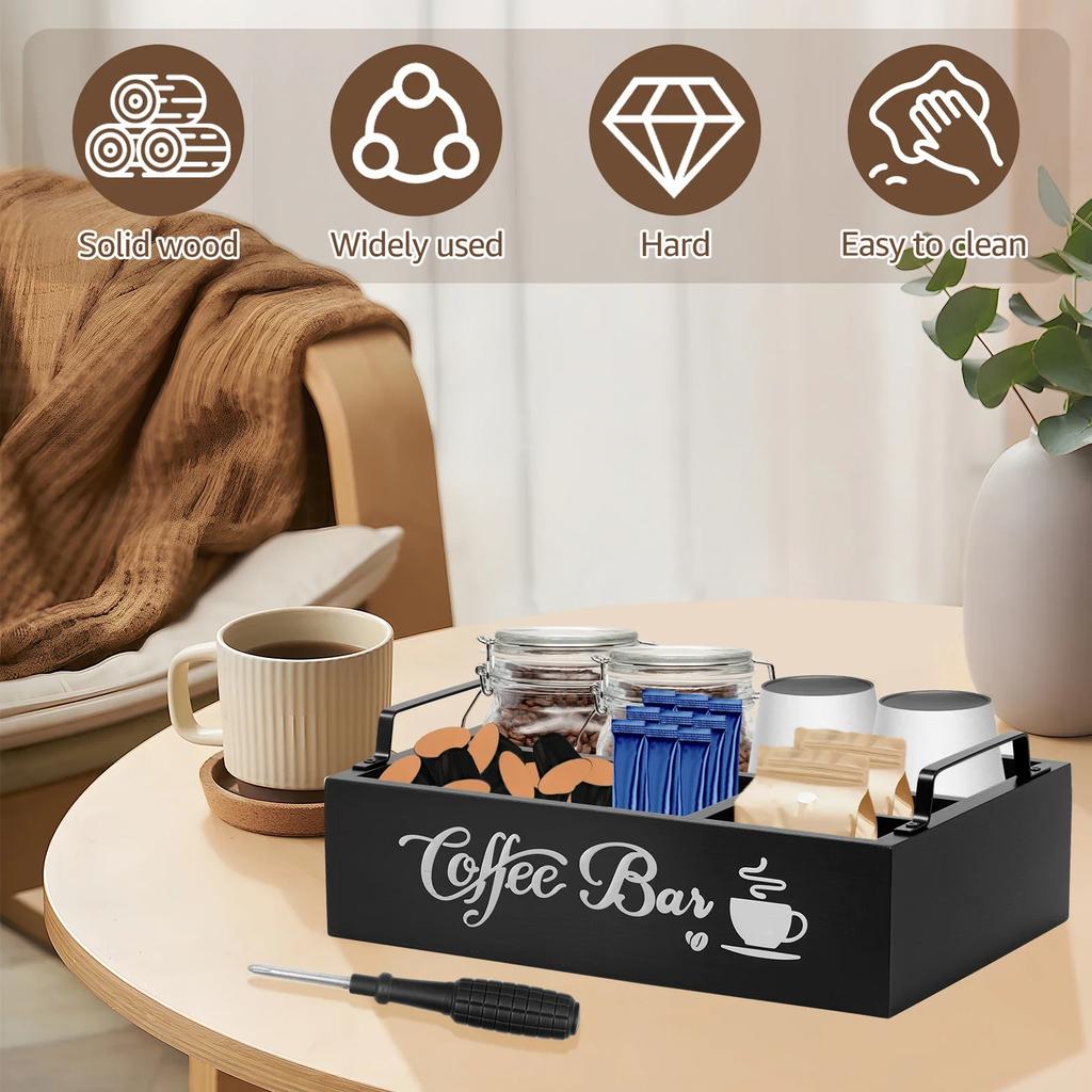 Wooden Coffee Rack Portable Desktop Tea Coffee Bean Storage Organizer Vintage Coffee Storage Holder Home Coffee Accessories