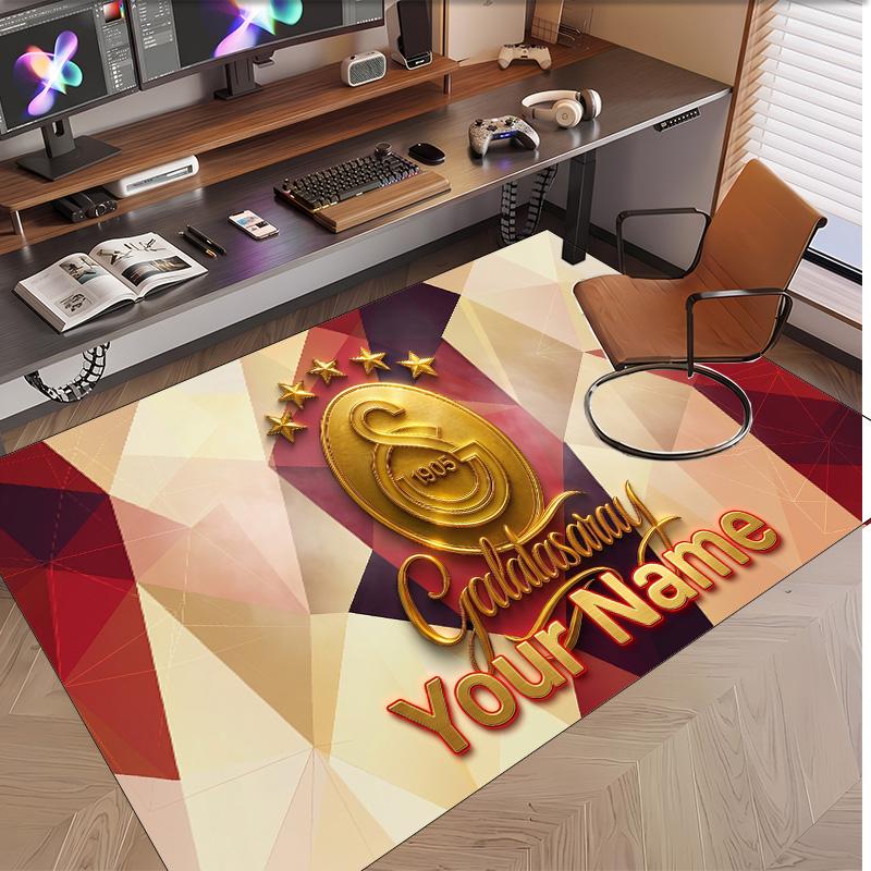 Personalized Crystal Velvet Carpet Galatasaray FC Pattern Non Slip Floor Rug