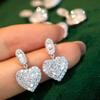 Huitan Luxury Love Heart Dangle Earrings Female Wedding Accessories Shiny Cubic Zirconia Ear Pendants Zircon for Engagement