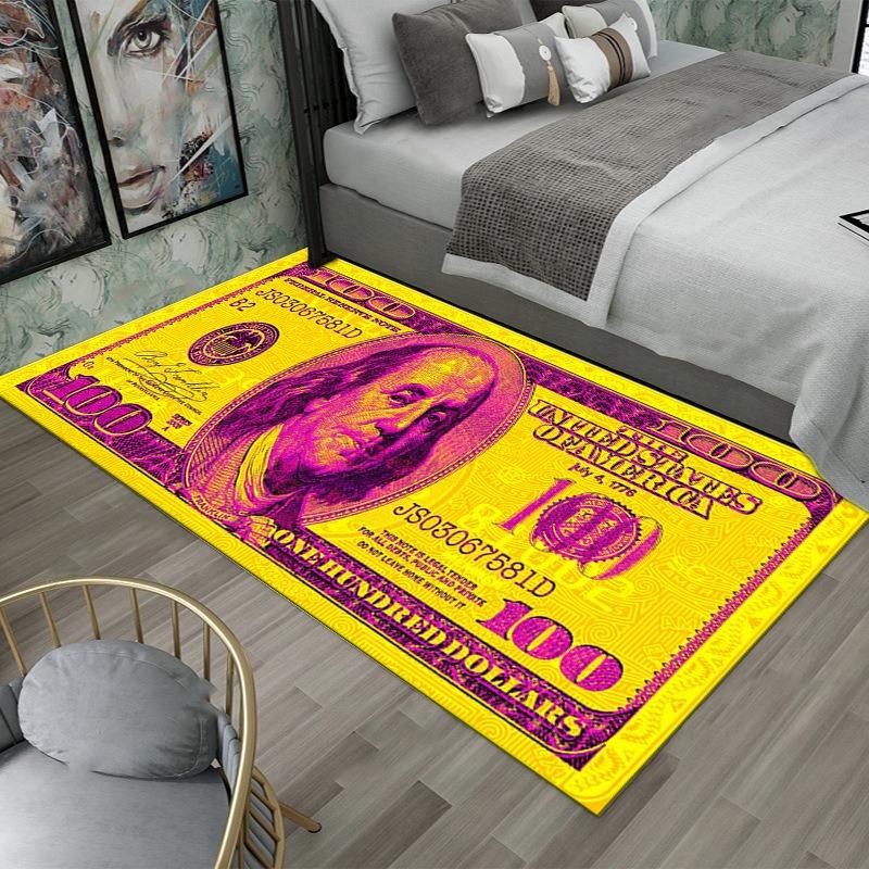 Creative Dollar Bill Print Sneaker Rug - Currency Themed Shoe Mat for Street Fashion Bedroom Living Room Garage Home Decoration