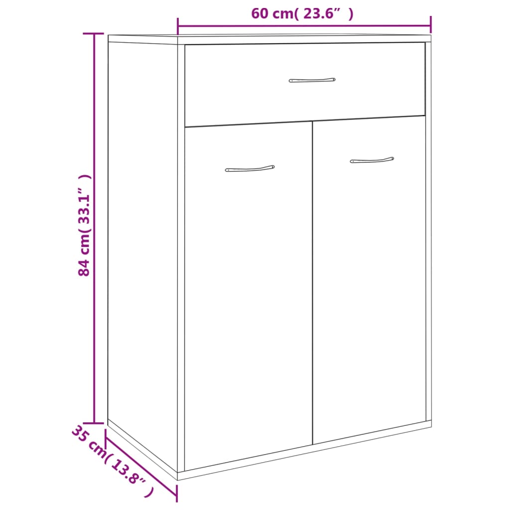 Shoe Cabinet Concrete Grey 60 X 35 X 84 Cm Particleboard