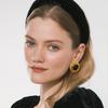 Vintage Copper Plated 18K Real Gold Inlaid Black Agate Hat Shape S925 Silver Needle Stud Earrings Trendy Temperament Earrings