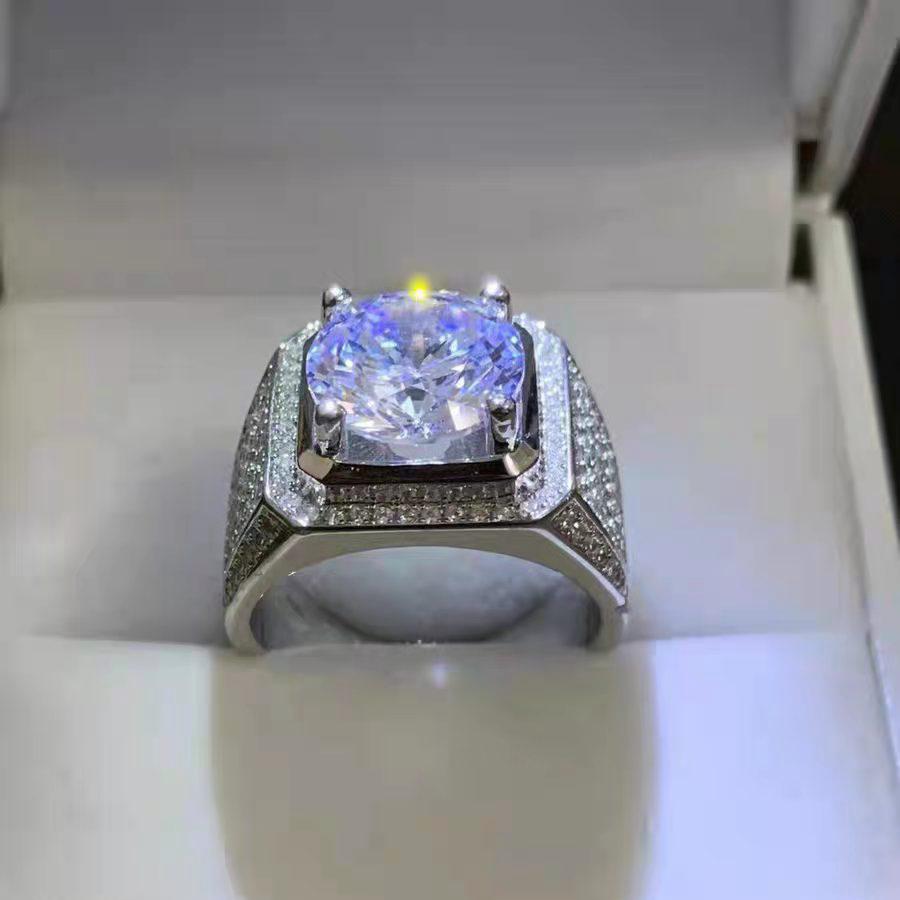 Gropshipping Elegant VVS Moissanite Round Diamond Custom 1ct Ring Sets Fashion Jewelry 925 Silver for Men