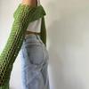 Dámský svetr zahalovací háčkovaný úplet vyhloubený oříznutý top Stylová pohodlná halenka Streetwear na podzim