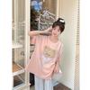high quality 100% cotton Tee shirt young girl Summer cute Cartoon Print T Shirt for Women Clothes Harajuku Oversized T-shirt Y2k pink Tops