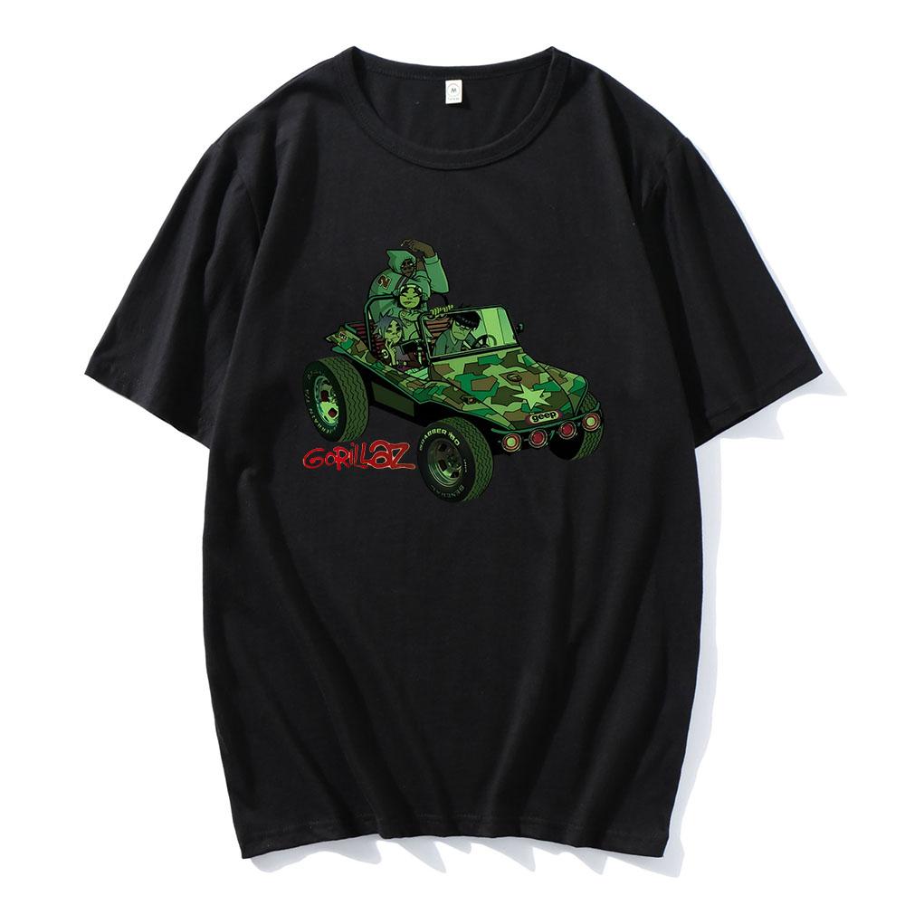 

Футболка Gorillaz, зеленая футболка Jeep, футболка британской рок-группы Gorillazs, большие хлопковые футболки, топы в стиле хип-хоп, альтернативная рэп-музыка XS белый