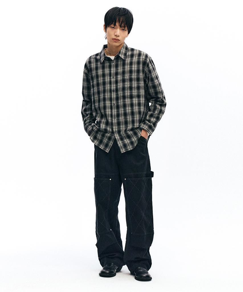 INTEMPOMOOD Honeycomb Double Knee Work Pants_Black